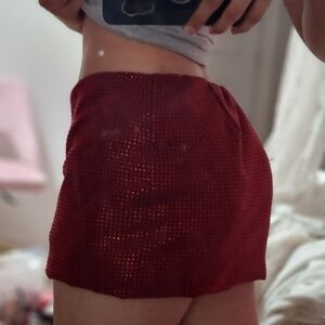 Haute Monde Shimmering Red Mini Skirt